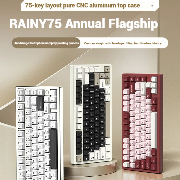 Gaming Keyboard Wireless - Keyboard Gaming Nirkabel Bluetooth RAINY75 Kustom