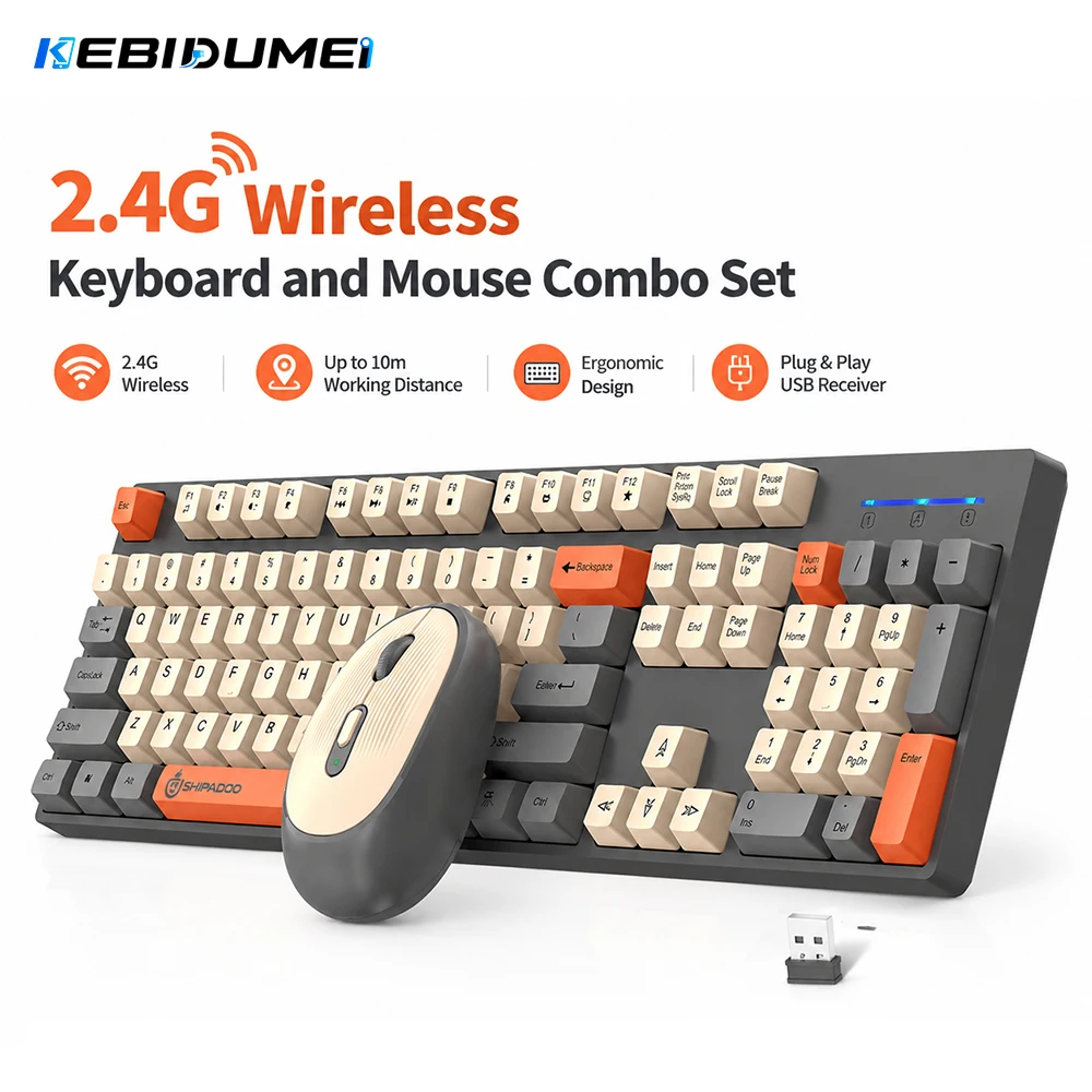 Gaming Keyboard Extension - KEBIDUMEI Set Keyboard dan Mouse Nirkabel