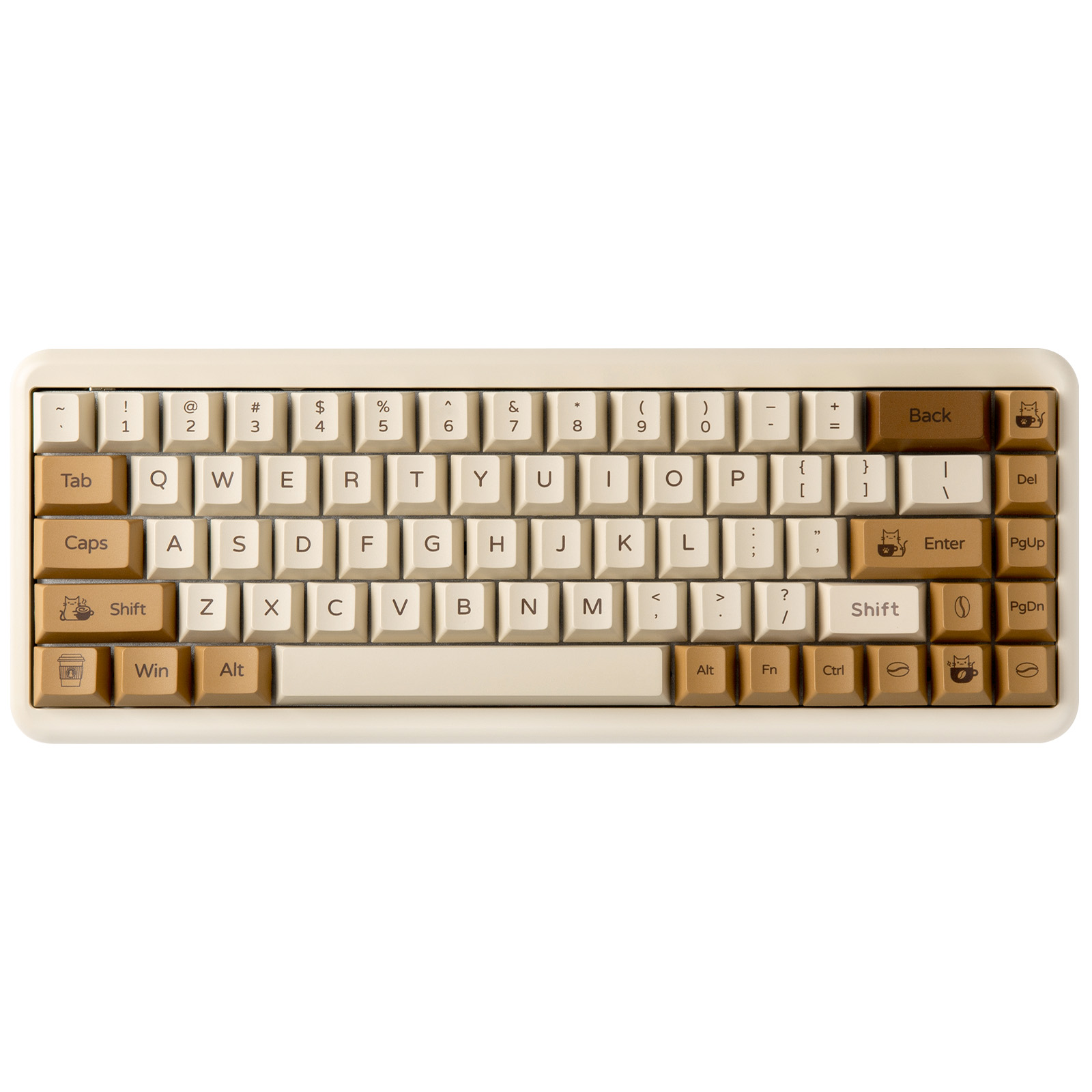 Gaming Keyboard Extension - YUNZII Coffee Cat PBT Keycaps, 152
